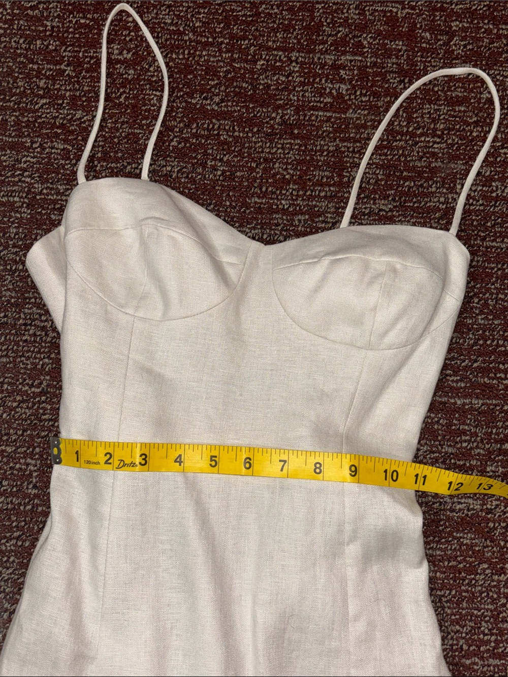 Reformation Jada linen midi dress cream tie waist high slit corset top open back - Picture 16 of 16